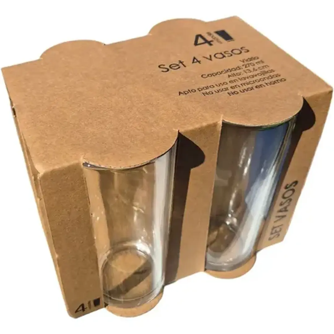 PACK VASOS DE VIDRIO X4 250ML  1
