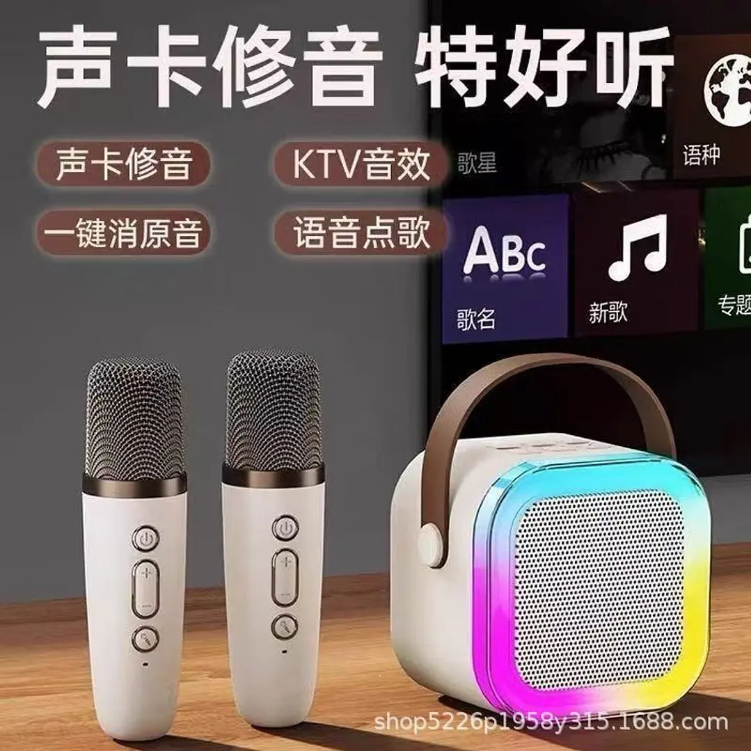 PARLANTE BLUETOOTH RGB + 2 MICRÓFONOS  4