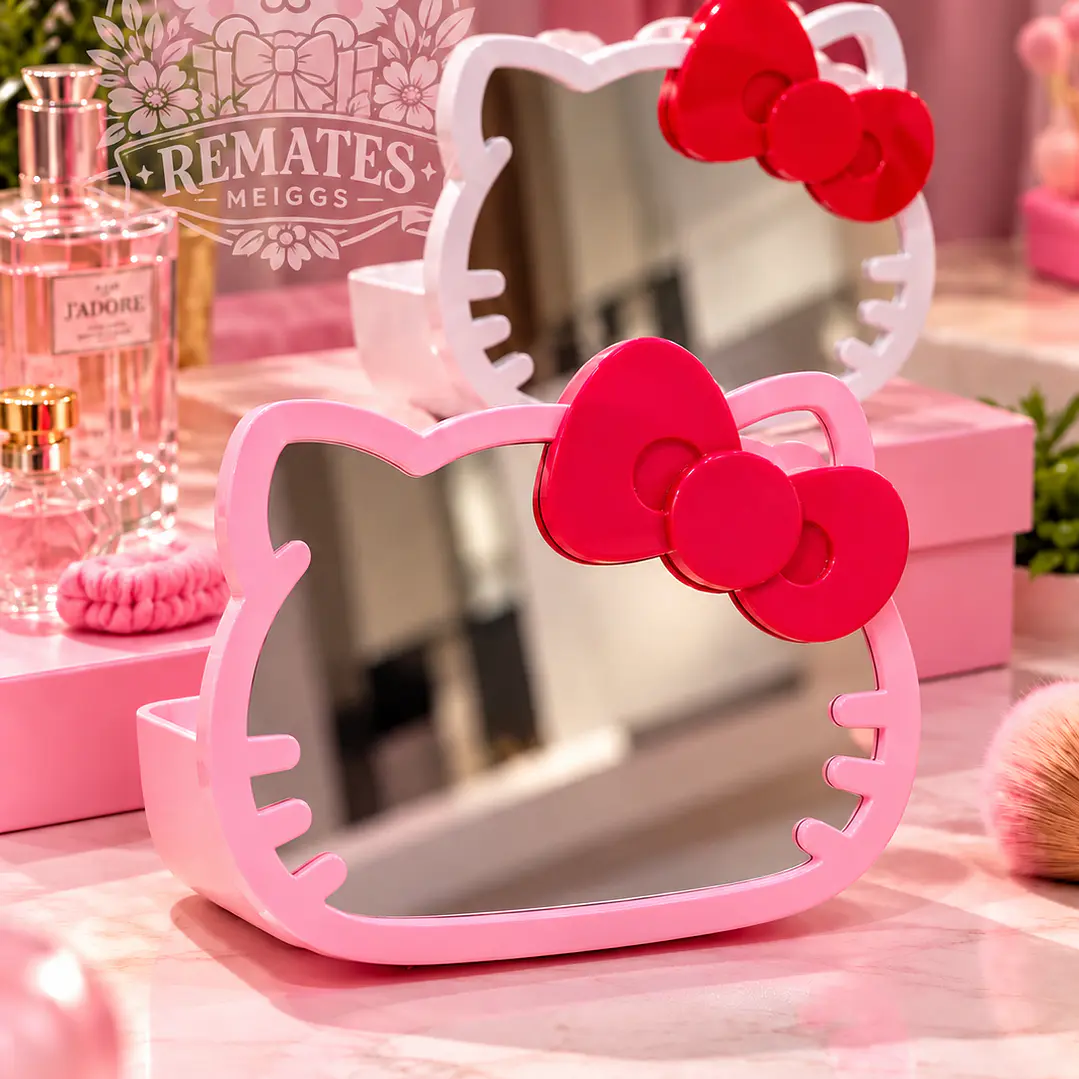 ESPEJO HELLO KITY + ORGANIZADOR DE MAQUILLAJE  4