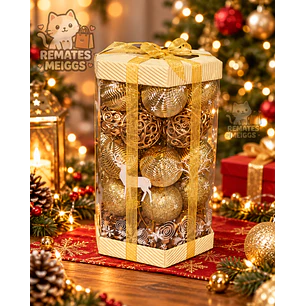 ESFERAS NAVIDEÑAS 24 PCS 4CM PRESENTACIÓN REGALO 