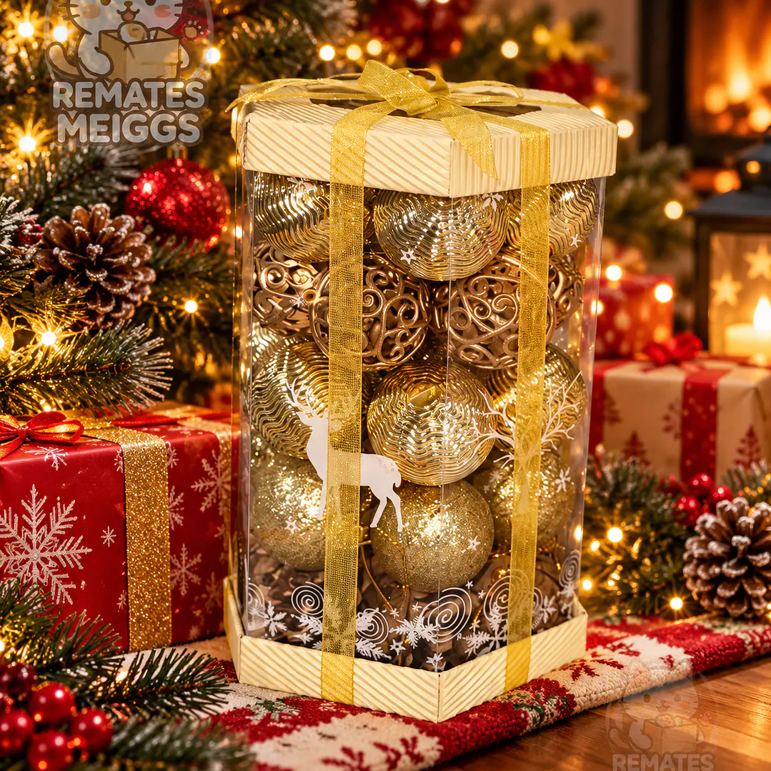 ESFERAS NAVIDEÑAS 24 PCS 4CM PRESENTACIÓN REGALO  2