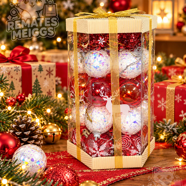 ESFERAS NAVIDEÑAS 24 PCS 4CM PRESENTACIÓN REGALO  3