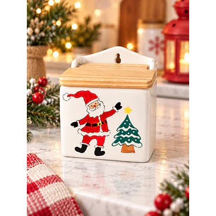 CONTENEDOR DE LOSA NAVIDEÑO CON TAPA 