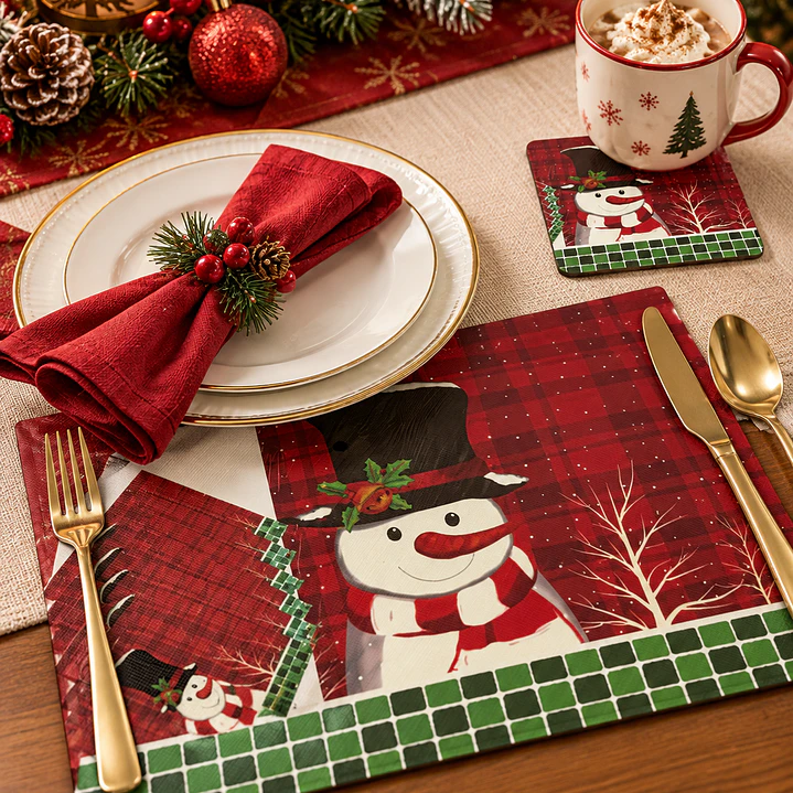SET DE INDIVIDUALES + POSA VASOS NAVIDEÑOS  3