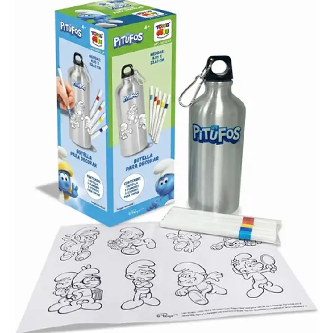 BOTELLA PERSONALIZABLE DE PITUFOS Y MINIONS 1