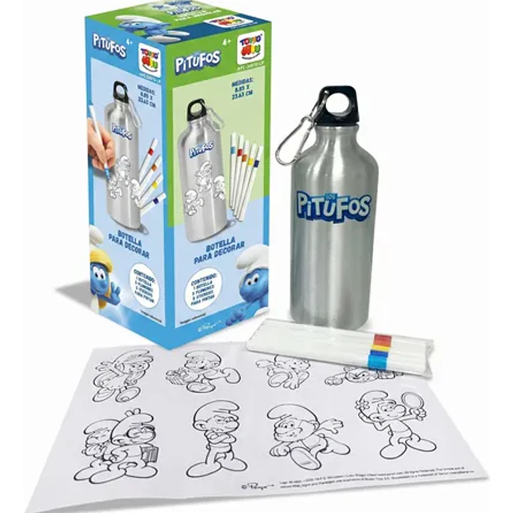BOTELLA PERSONALIZABLE DE PITUFOS Y MINIONS 1