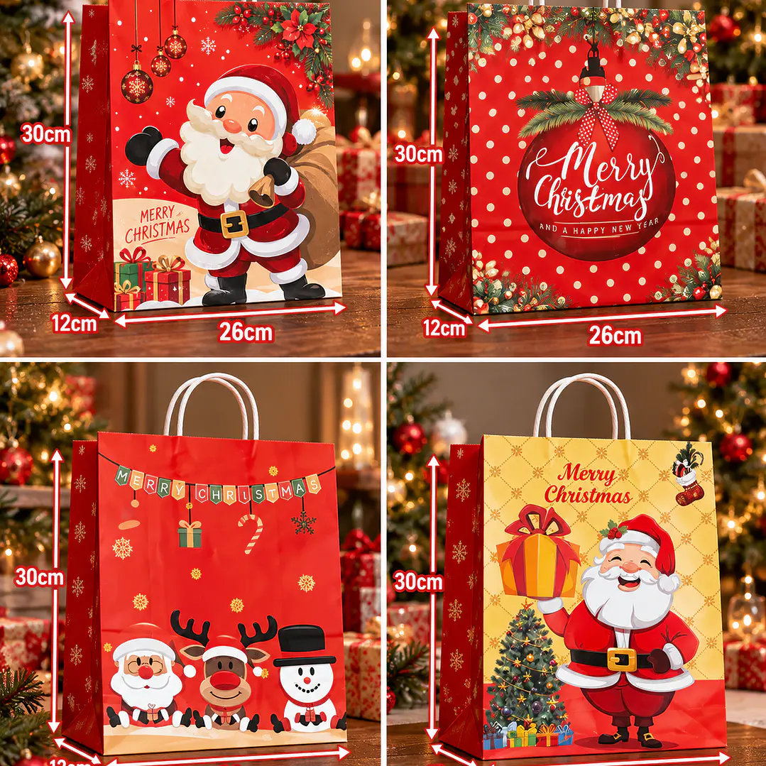 DOCENA DE BOLSAS DE REGALO NAVIDAD | 30x26 CM  1