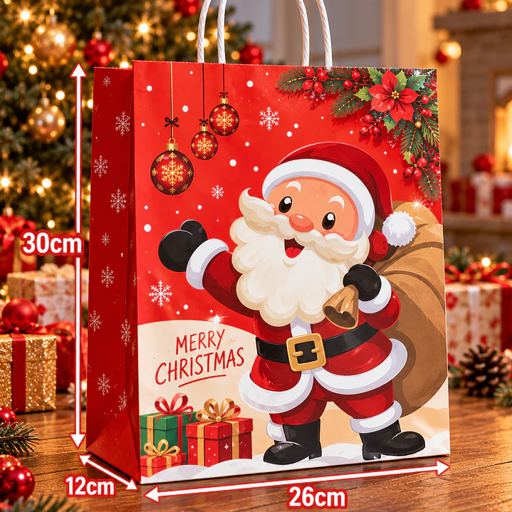 DOCENA DE BOLSAS DE REGALO NAVIDAD | 30x26 CM  2