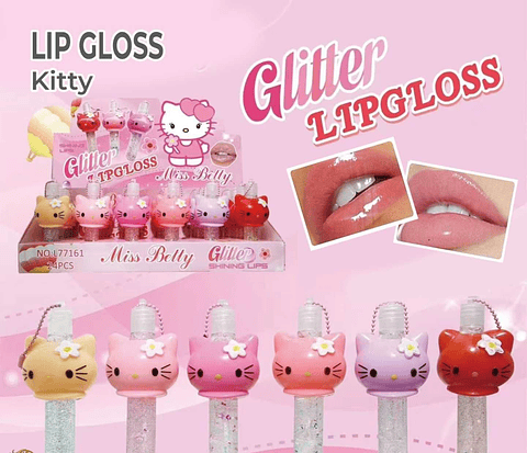 GLITTER LIP GLOSS HELLO KITTY CON LAZITO