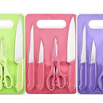 SET CUCHILLOS + TABLA DE PICAR COLORES