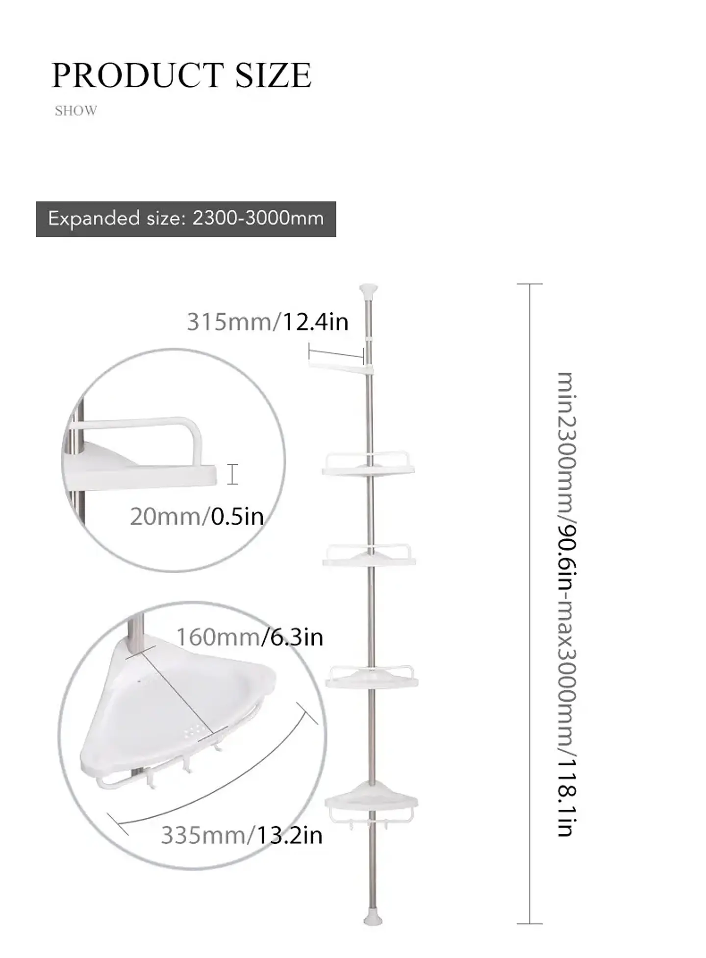 ESQUINERO DE DUCHA 4 BANDEJAS 18KG 320M 4