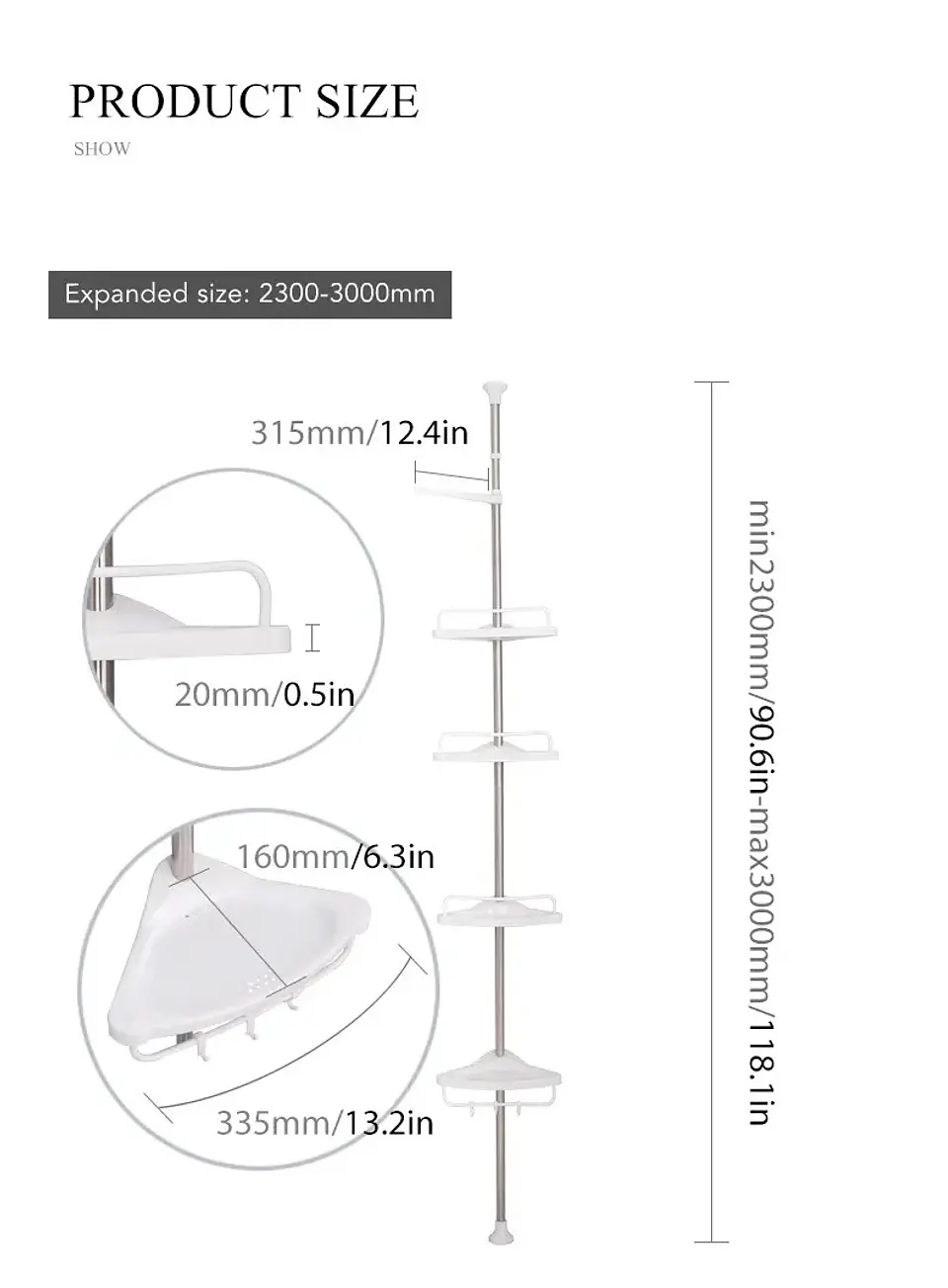 ESQUINERO DE DUCHA 4 BANDEJAS 18KG 320M 4