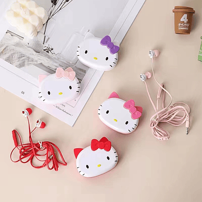 AUDÍFONO HELLO KITTY CON CABLE Y ESTUCHE 