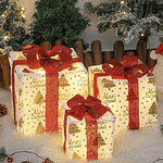 CAJAS DE REGALO DECORATIVAS CON LUCES 3PIEZAS