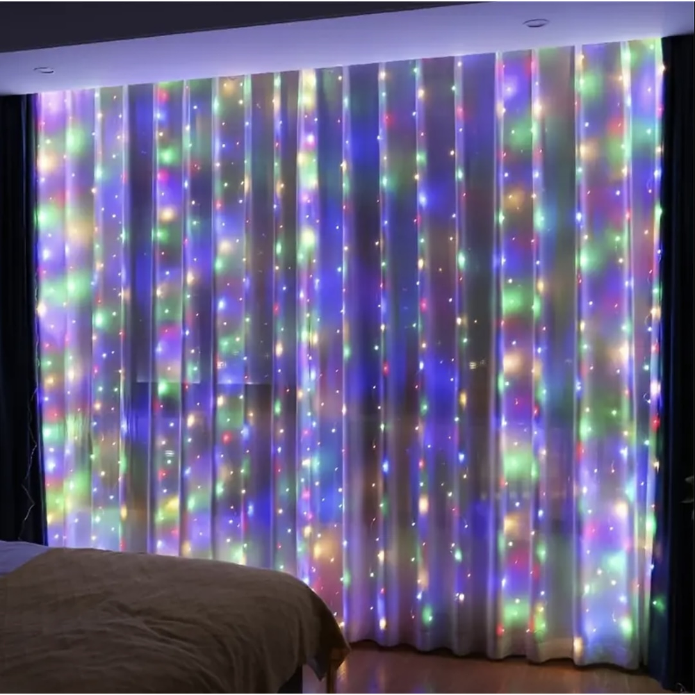 CORTINA LED SOLAR 3x2M MULTICOLOR