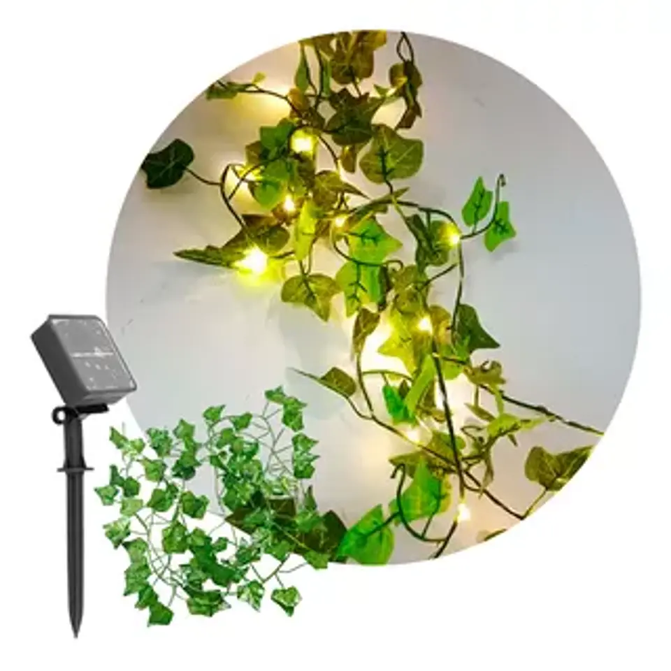 GUIRNALDA CORTINA HOJAS LED SOLAR 2x1M 4