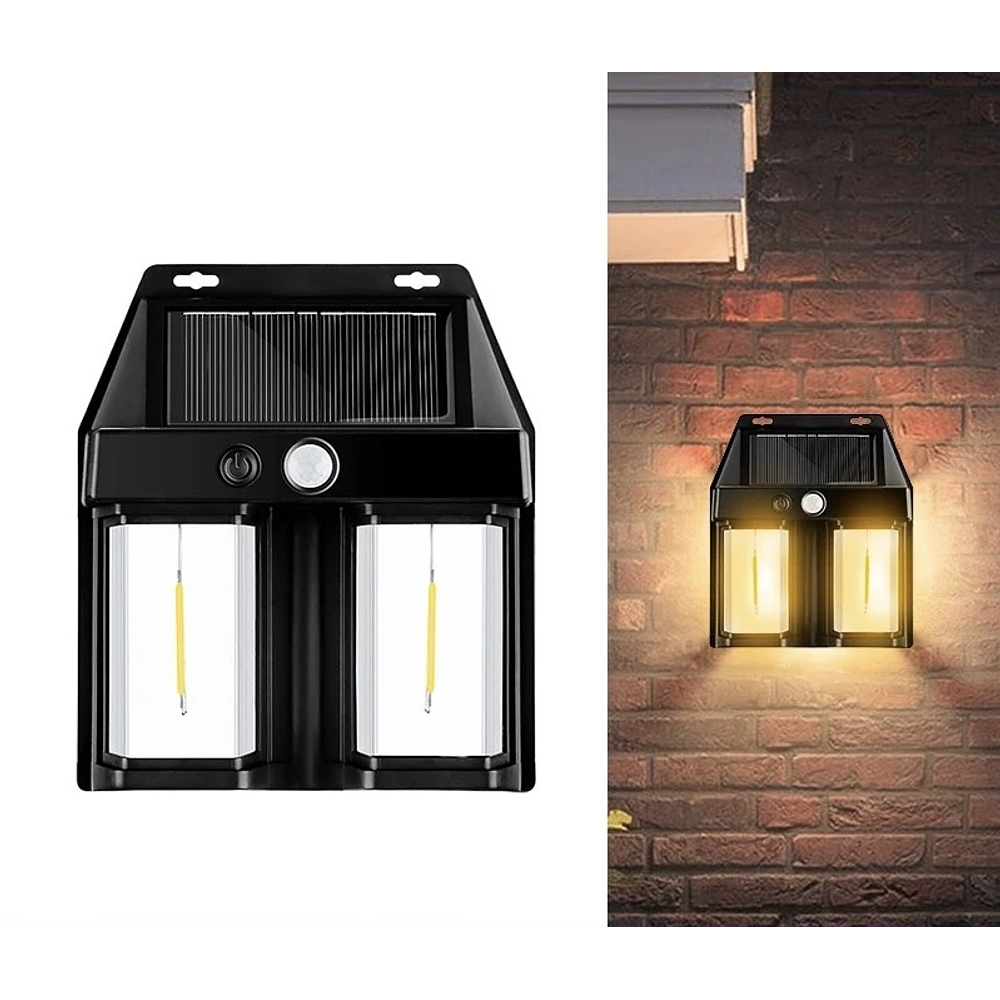 LÁMPARA EXTERIOR SOLAR DE DOS AMPOLLETAS