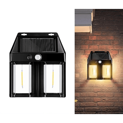 LÁMPARA EXTERIOR SOLAR DE DOS AMPOLLETAS
