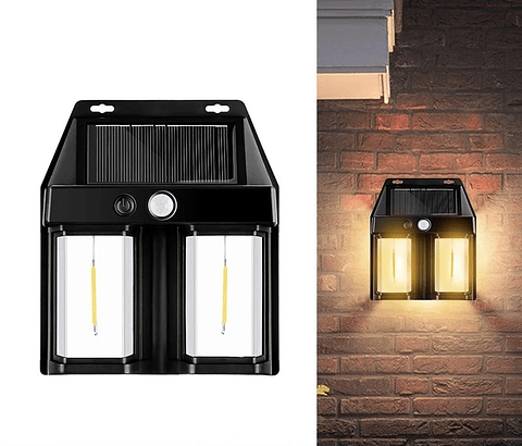 LÁMPARA EXTERIOR SOLAR DE DOS AMPOLLETAS