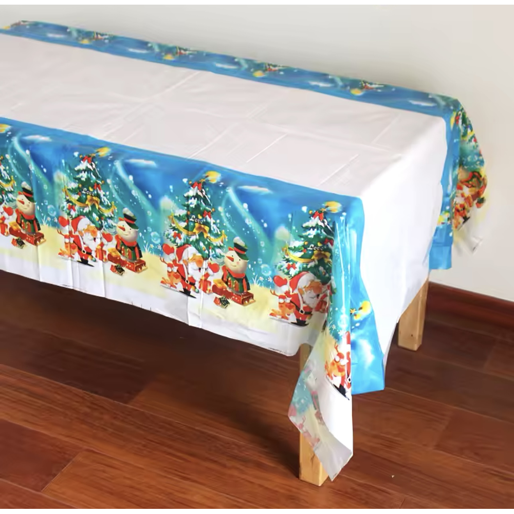 MANTEL DESECHABLE DE PLÁSTICO NAVIDAD 105x180CM