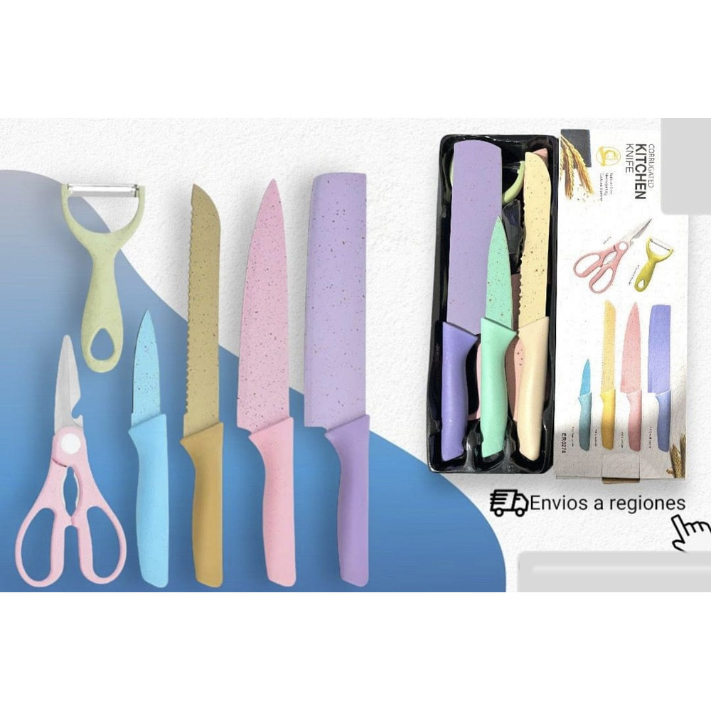 SET CUCHILLO COLORES 6PCS