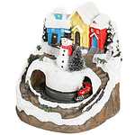 ADORNO CASA DE NIEVE CON TREN MOVIBLE MUSICAL