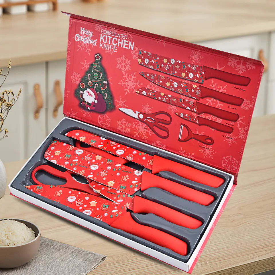 SET DE CUCHILLOS NAVIDEÑOS 6PZS GRANDE 3