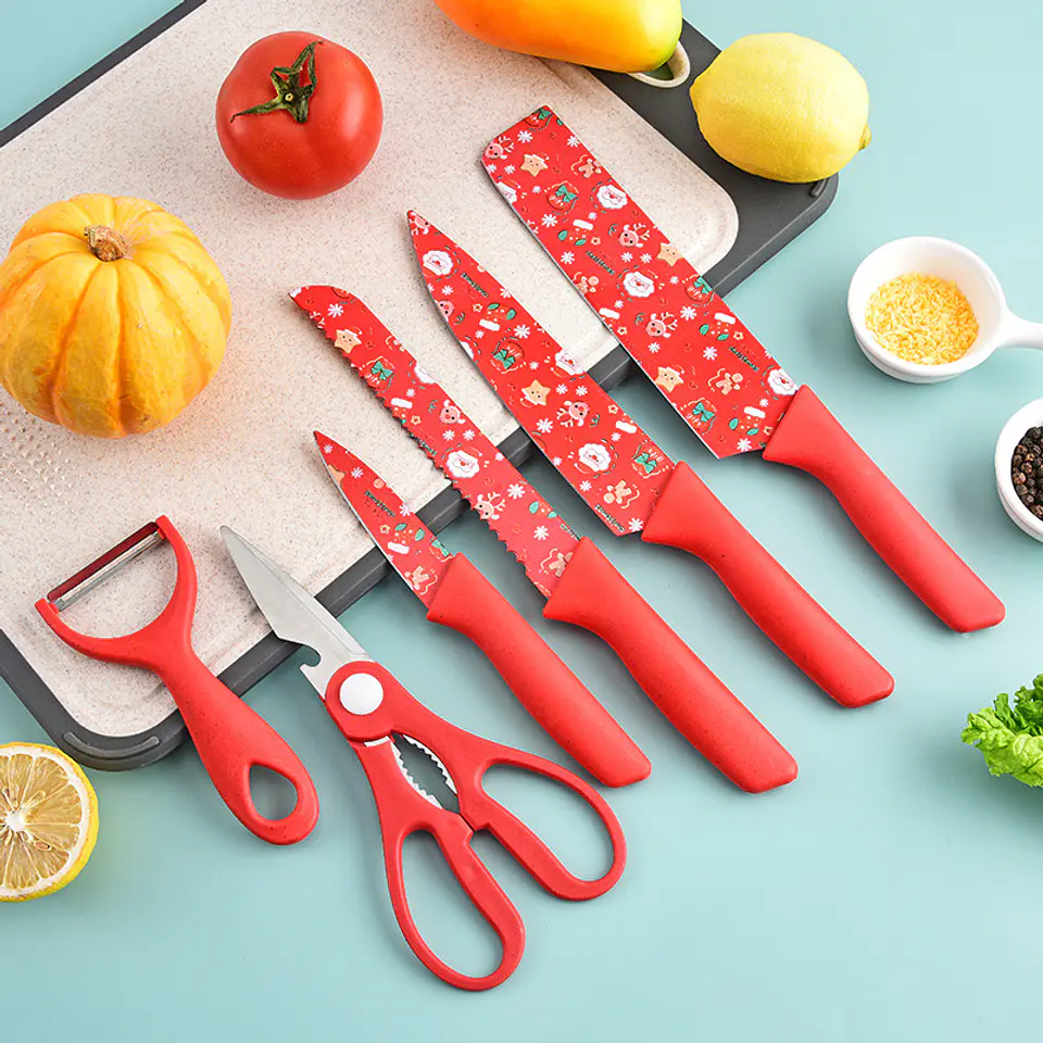 SET DE CUCHILLOS NAVIDEÑOS 6PZS GRANDE 7