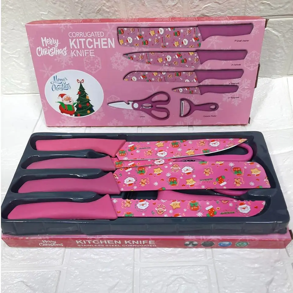 SET DE CUCHILLOS NAVIDEÑOS 6PZS GRANDE 8