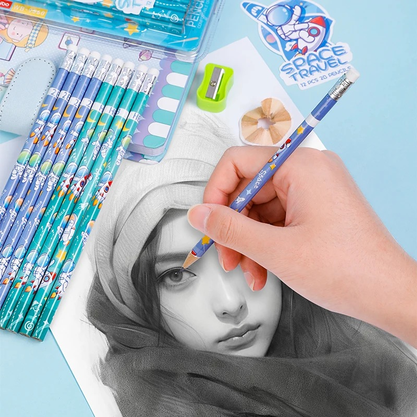 SET LÁPIZ GRAFITO ASTRONAUTA 12UNDS 4