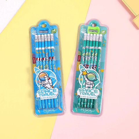 SET LÁPIZ GRAFITO ASTRONAUTA 12UNDS