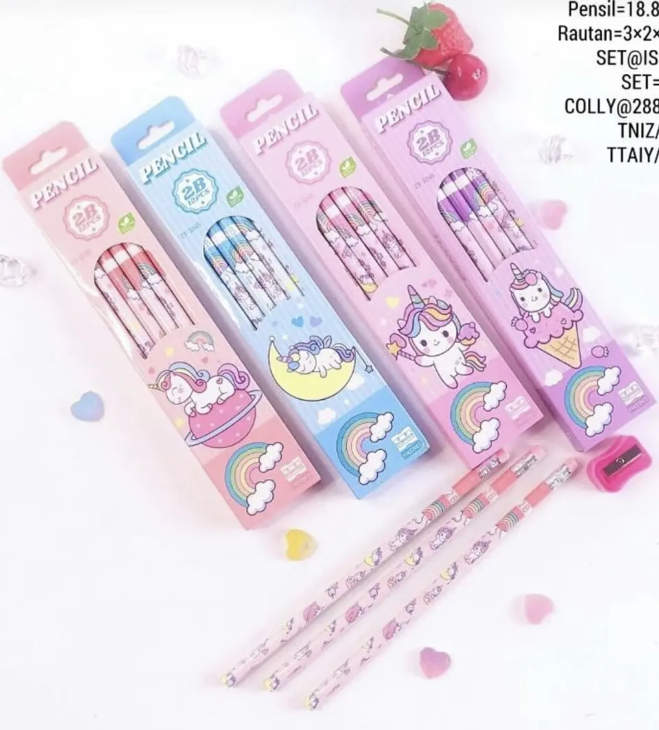SET DE LÁPIZ GRAFITO UNICORNIO CAJITA 12UNDS 2