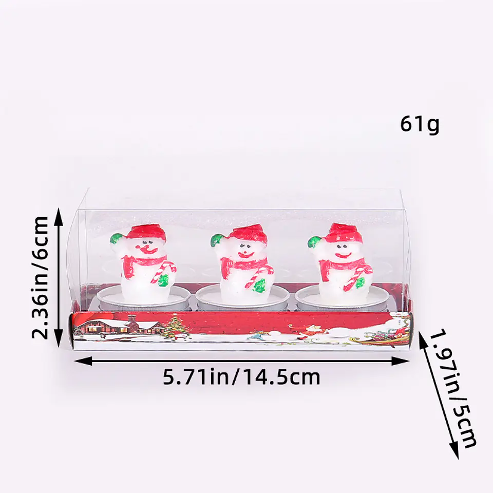 VELAS DECORATIVAS NAVIDAD CAJITA 3PZS 6