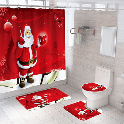 SET DE BAÑO NAVIDAD 3PZS + CORTINA 180x180CM