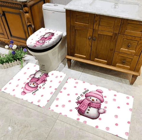 SET DE BAÑO NAVIDAD ROSADO 3PCS