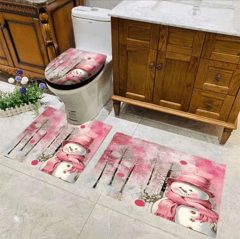 SET DE BAÑO NAVIDAD ROSADO 3PCS