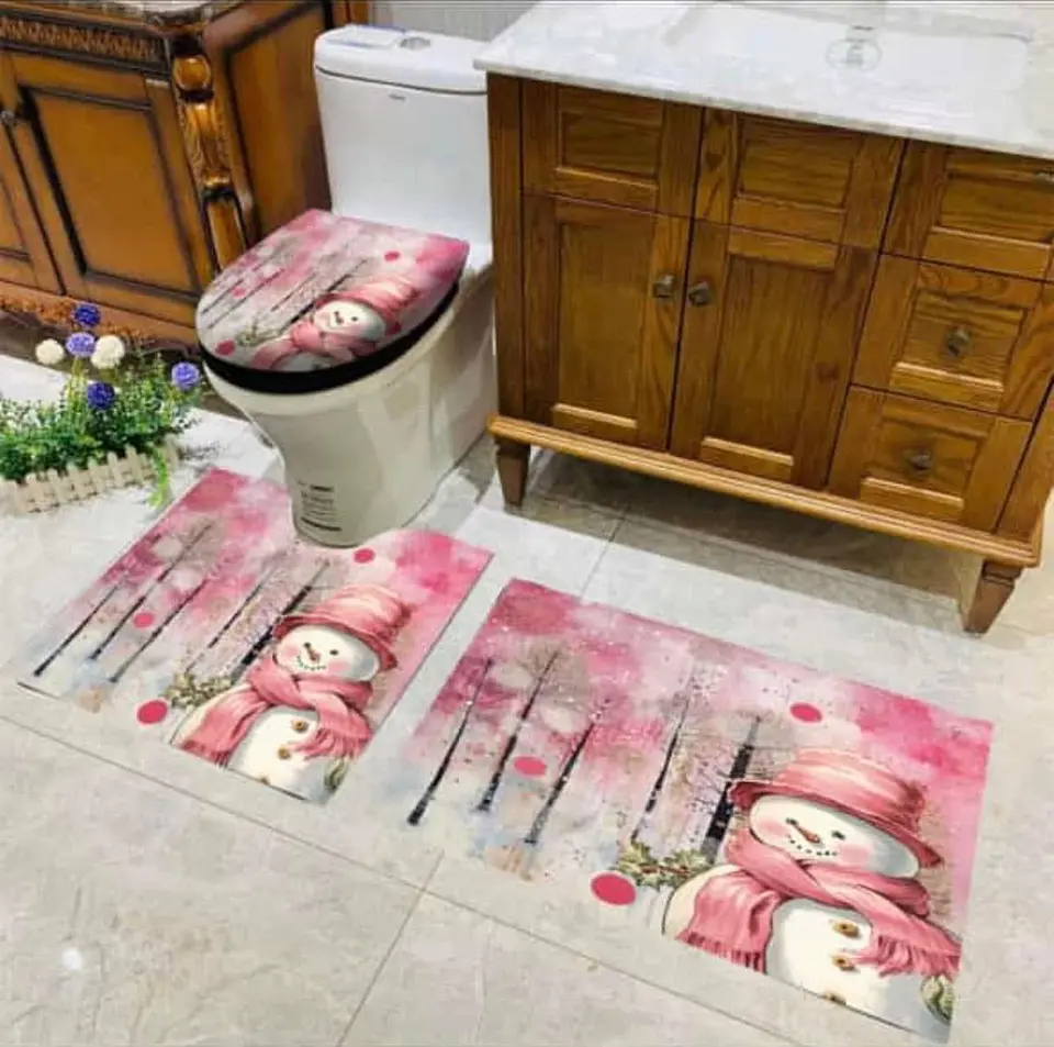SET DE BAÑO NAVIDAD ROSADO 3PCS 2