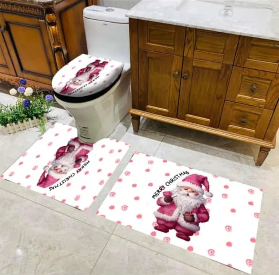 SET DE BAÑO NAVIDAD ROSADO 3PCS 8