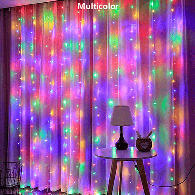 CORTINA LED 3X2M CON ENCHUFE MULTICOLOR