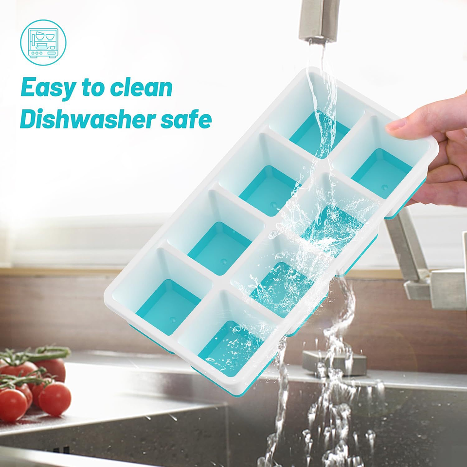 BANDEJA PARA HIELO 8 ESPACIOS CON FONDO SILICONA  1