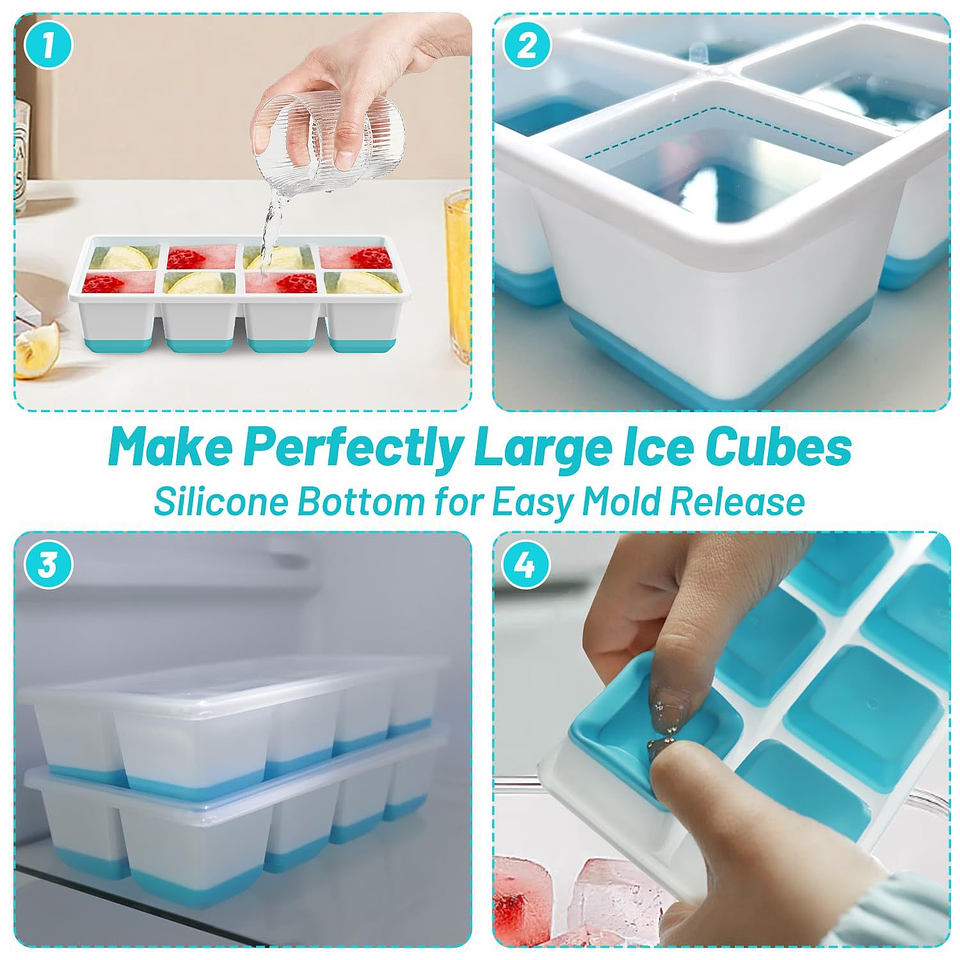 BANDEJA PARA HIELO 8 ESPACIOS CON FONDO SILICONA  3