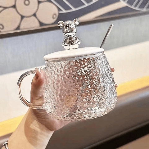TAZA VIDRIO KAWAI OSITO + CUCHARITA