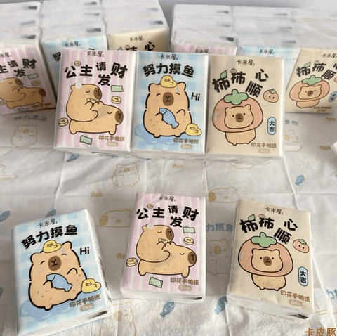 PAQUETE DE 9 PAÑUELO CAPYBARA CON DISEÑO 