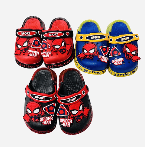 CHALA TIPO CROCS CHARMS SPIDERMAN CON LUCES 