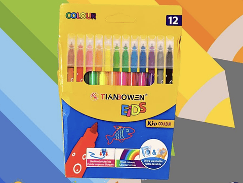 PLUMONES SCRIPTO LAVABLE TIANBOWEN CAJITA 12 COLORES
