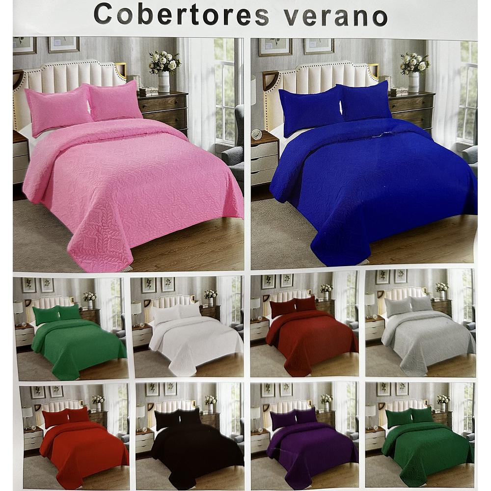 COBERTOR LISO DE VERANO PLAZA 1/2 EN 10COLORES DIFERENTES