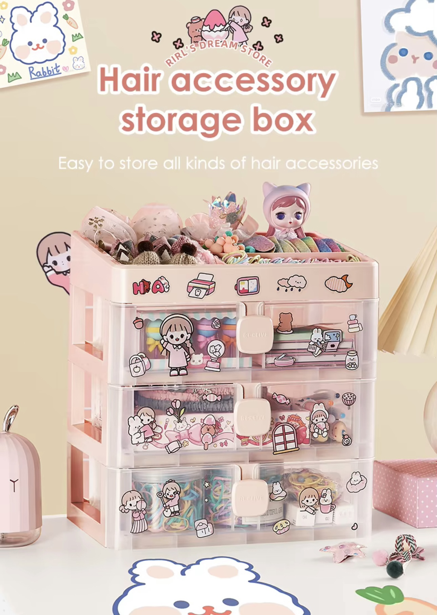 ORGANIZADOR DE 4 PISOS KAWAI 28x24x18CM 6