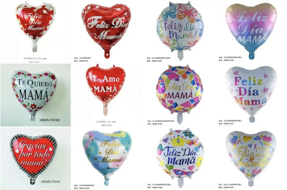 GLOBO METÁLICO DÍA DE LA MADRE 45CM PQT 10UNDS 3
