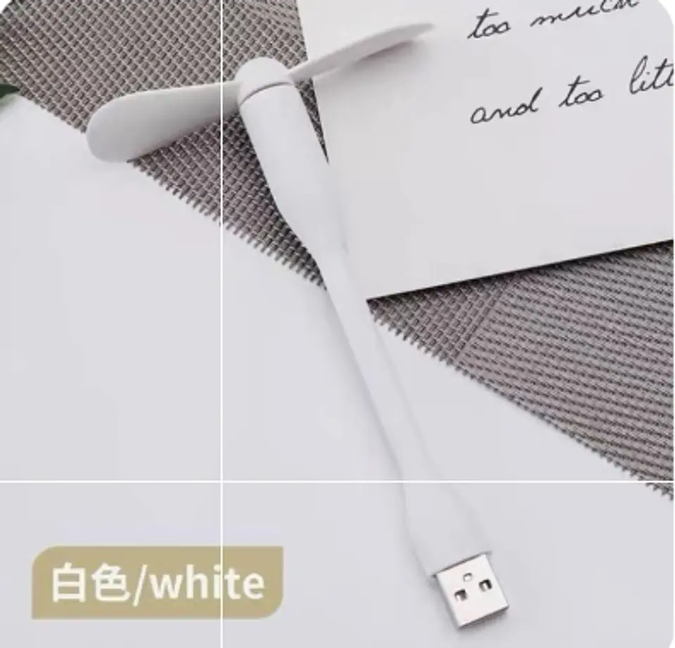 SET MINI VENTILADOR Y MINI LINTERNA USB + CABLE CARGADOR 7