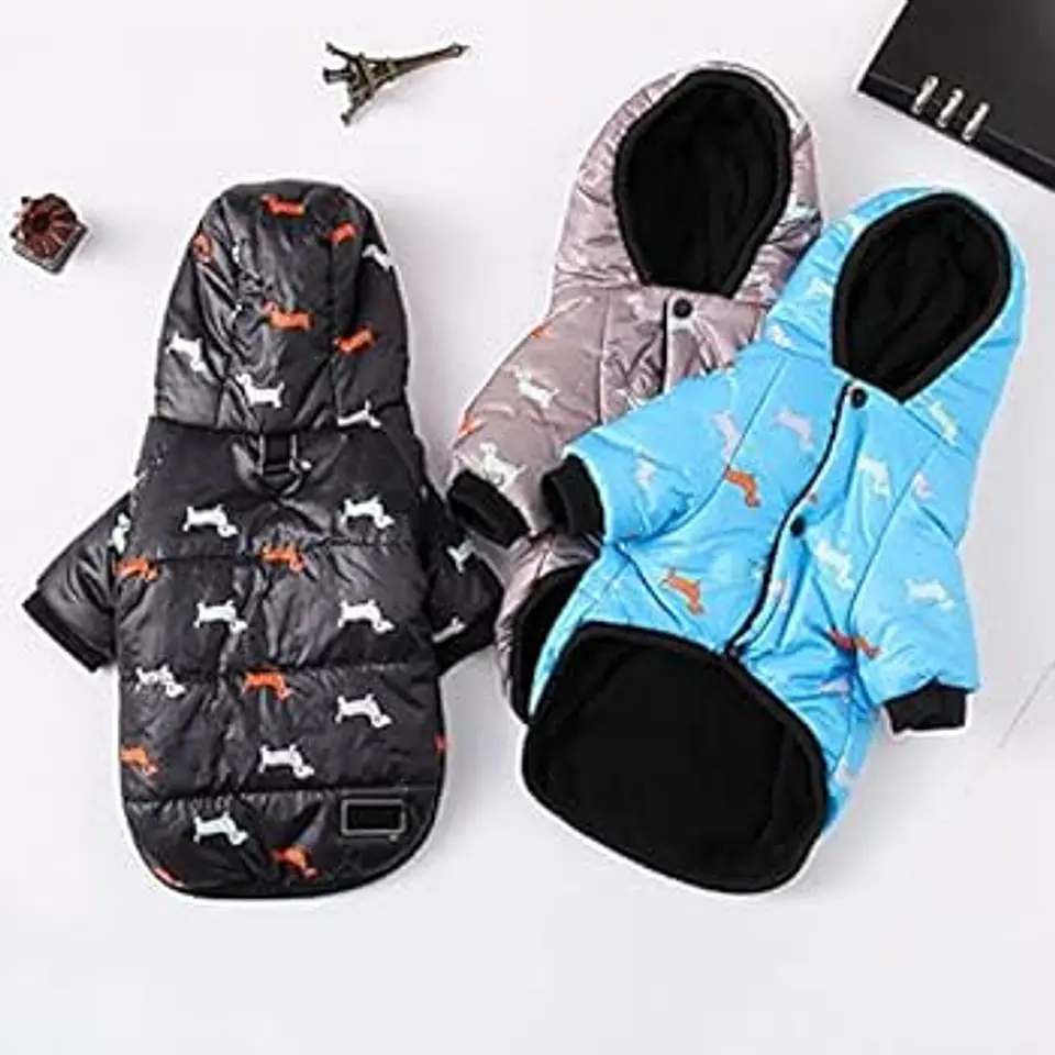PARKA CHAQUETA CON GORRO Y POLAR PARA MASCOTAS RAZA MEDIANA, PEQUEÑA, CACHORRO 2